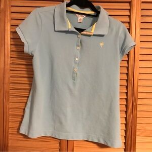 Lilly Pulitzer Light Blue Button Down Shirt with Yellow Accents